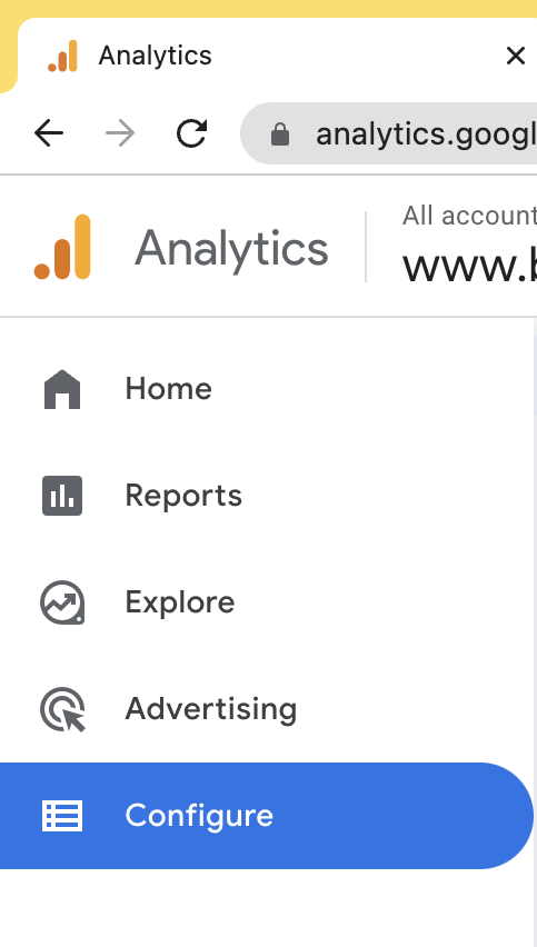 Step one of setting up Enhanced Measurement in Google Analytics 4