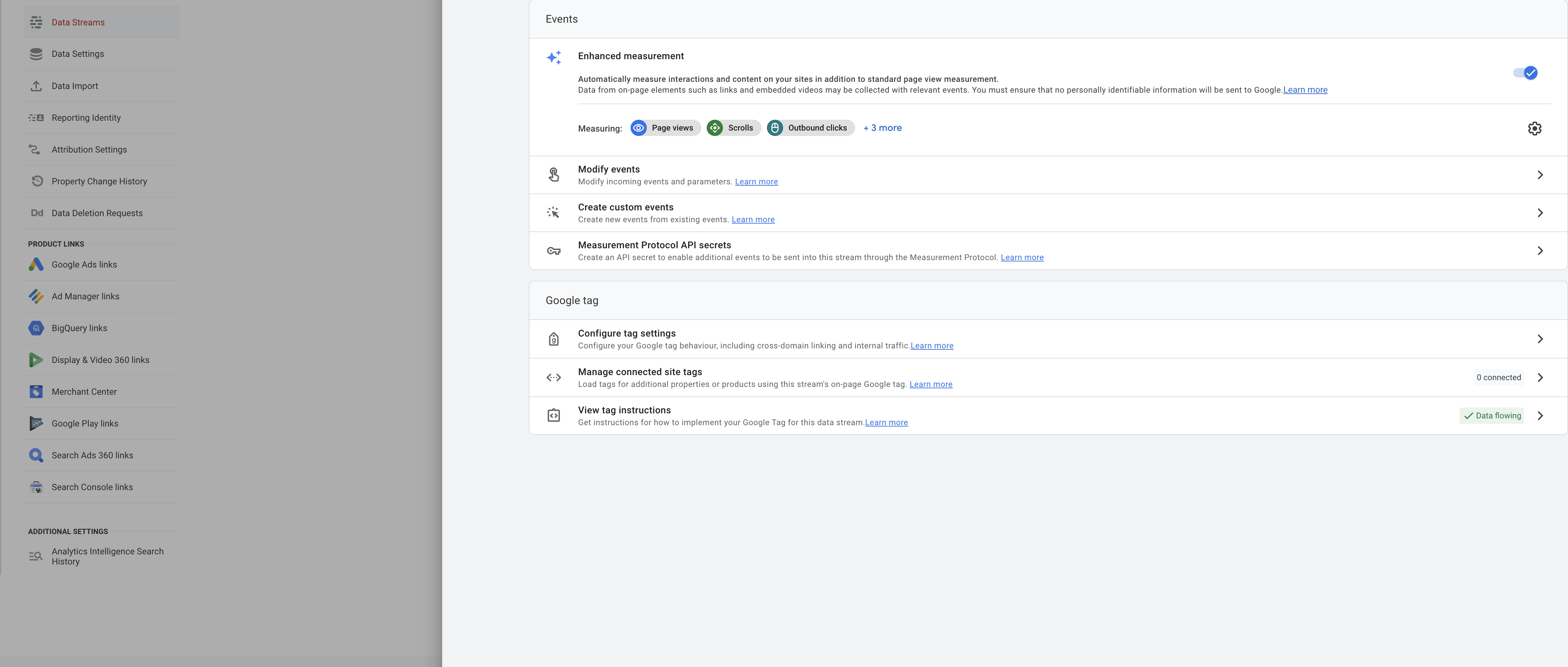 Step three of setting up Enhanced Measurement in Google Analytics 4
