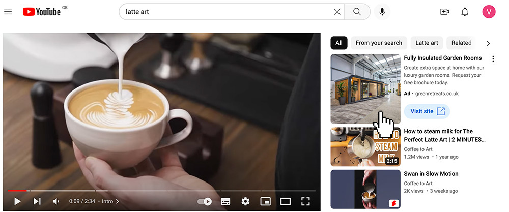 An example of a Google Display ad on Youtube